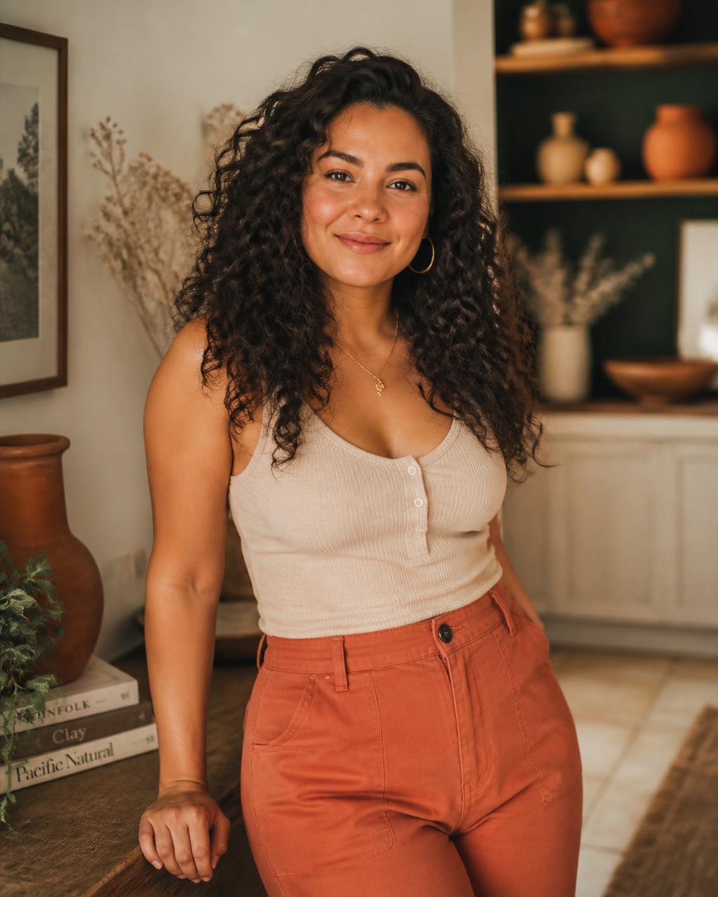 Defined voluminous natural curls styled at a client's home
